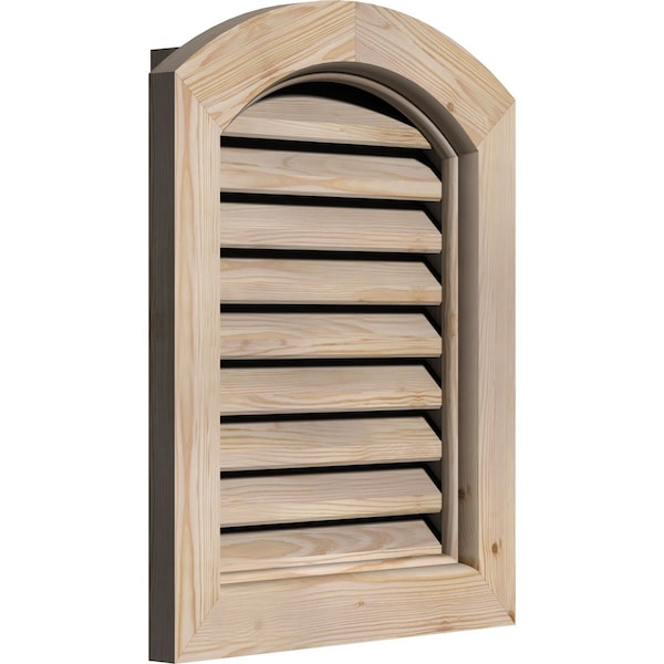 Arch Top Gable Vent Unfinished, Functional, Pine Gable Vent W/ Brick Mould Face Frame, 20W X 28H